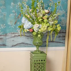 Adelaide Green Lattice Urn & Pedestal