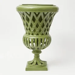Adelaide Green Lattice Urn & Pedestal