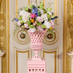 Adelaide Pink Lattice Urn & Pedestal