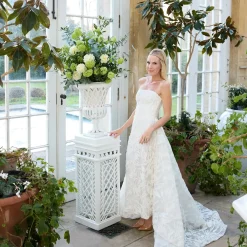Adelaide White Lattice Urn & Pedestal