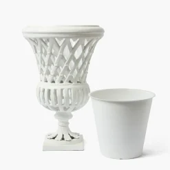 Adelaide White Lattice Urn & Pedestal