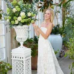 Adelaide White Lattice Urn & Pedestal