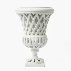 Adelaide White Lattice Urn & Pedestal