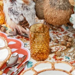 Amber Hobnail Glasses (Set of 6)
