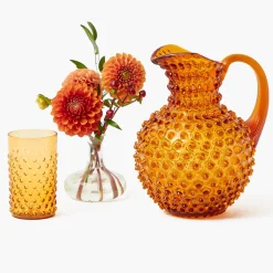 Amber Hobnail Glasses (Set of 6)
