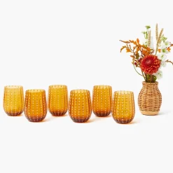 Amber Speckle Water Glasses (Set of 6)