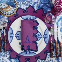 Angelina Aubergine & Blue Napkins (Set of 4)