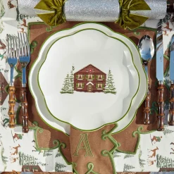 Angelina Chestnut & Green Placemats & Napkins (Set of 4)