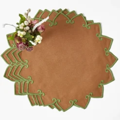 Angelina Chestnut & Green Placemats & Napkins (Set of 4)