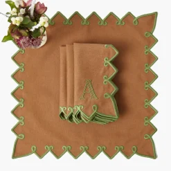 Angelina Chestnut & Green Placemats & Napkins (Set of 4)