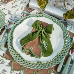 Angelina Chestnut & Green Placemats & Napkins (Set of 4)