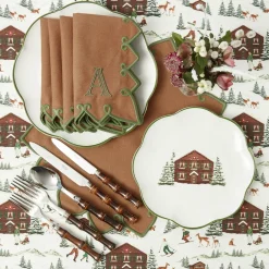 Angelina Chestnut & Green Placemats & Napkins (Set of 4)