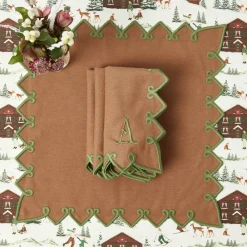 Angelina Chestnut & Green Napkins (Set of 4)