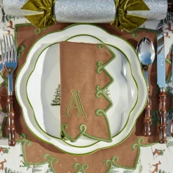 Angelina Chestnut & Green Napkins (Set of 4)