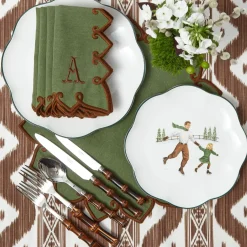 Angelina Forest Green & Brown Napkins (Set of 4)