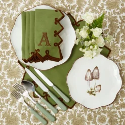 Angelina Forest Green & Brown Napkins (Set of 4)