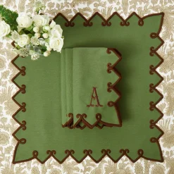 Angelina Forest Green & Brown Napkins (Set of 4)