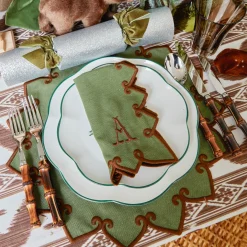 Angelina Forest Green & Brown Placemats & Napkins (Set of 4)