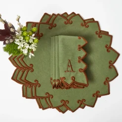 Angelina Forest Green & Brown Placemats & Napkins (Set of 4)
