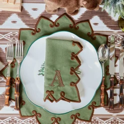 Angelina Forest Green & Brown Placemats & Napkins (Set of 4)