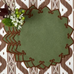 Angelina Forest Green & Brown Placemats & Napkins (Set of 4)