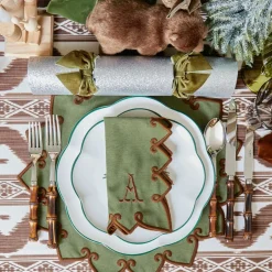 Angelina Forest Green & Brown Placemats & Napkins (Set of 4)