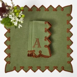 Angelina Forest Green & Brown Placemats & Napkins (Set of 4)