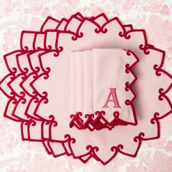Angelina Pink & Red Placemats & Napkins (Set of 4)