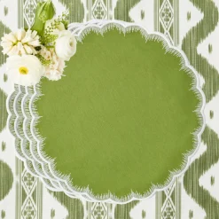 Apple Green Isabella Round Placemats (Set of 4)