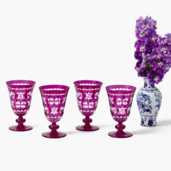 Aubergine Anita Engraved Wine Glass (Set of 4)