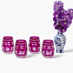 Aubergine Anita Engraved Glassware (Set of 8)
