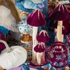 Aubergine Glitter Velvet Mushroom Family