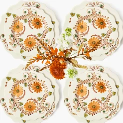 Autumn Flowers Dinner & Starter Plates (Set of 8)