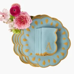 Bettina Blue & Caramel Placemats & Napkins (Set of 4)