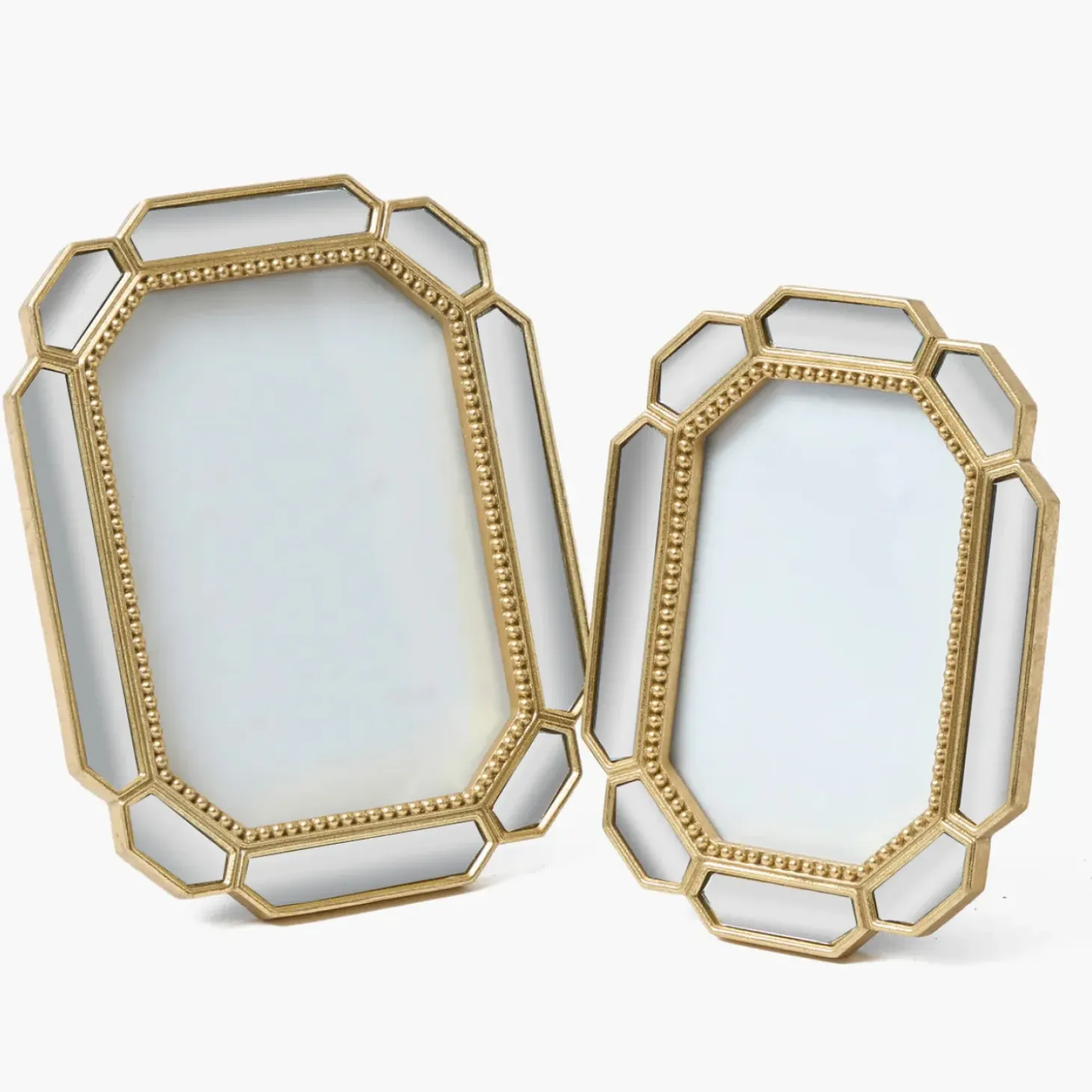 Beveled Edge Mirror Photo Frames (Set of 2)