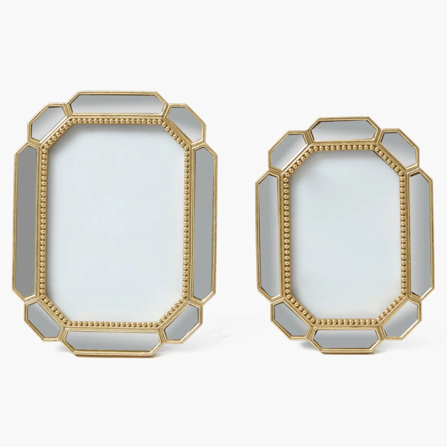 Beveled Edge Mirror Photo Frames (Set of 2)