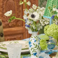 Blue & Green Hand Painted Tole Bud Vases (Set of 3)
