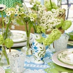 Blue & Green Hand Painted Tole Bud Vases (Set of 3)