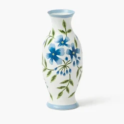 Blue & Green Hand Painted Tole Bud Vases (Set of 3)