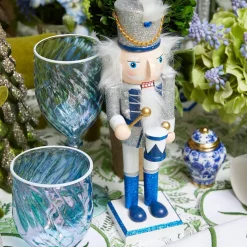 Blue & White Glitter Nutcrackers (Pair)