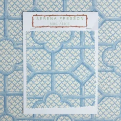 Blue Bamboo Trellis Fabric