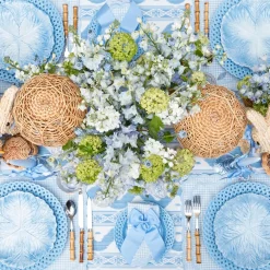 Blue Basketweave Dinner & Starter Plates (Set of 8)