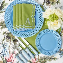 Blue Basketweave Dinner & Starter Plates (Set of 8)
