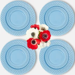 Blue Basketweave Dinner & Starter Plates (Set of 8)