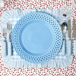 Blue Basketweave Dinner Plates (Set of 4)