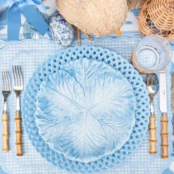 Blue Basketweave Dinner Plate