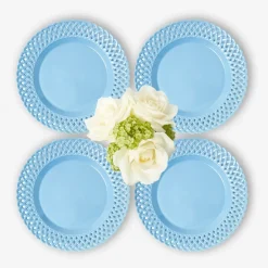 Blue Basketweave Starter Plates (Set of 4)