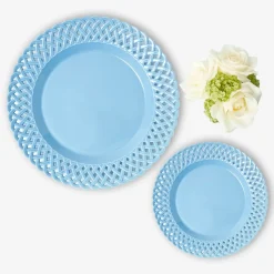 Blue Basketweave Starter Plates (Set of 4)