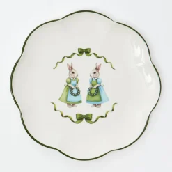 Blue Cottontail Bunny Dinner Plate