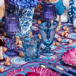 Blue Fern Engraved Wine Glasses (Set of 4)